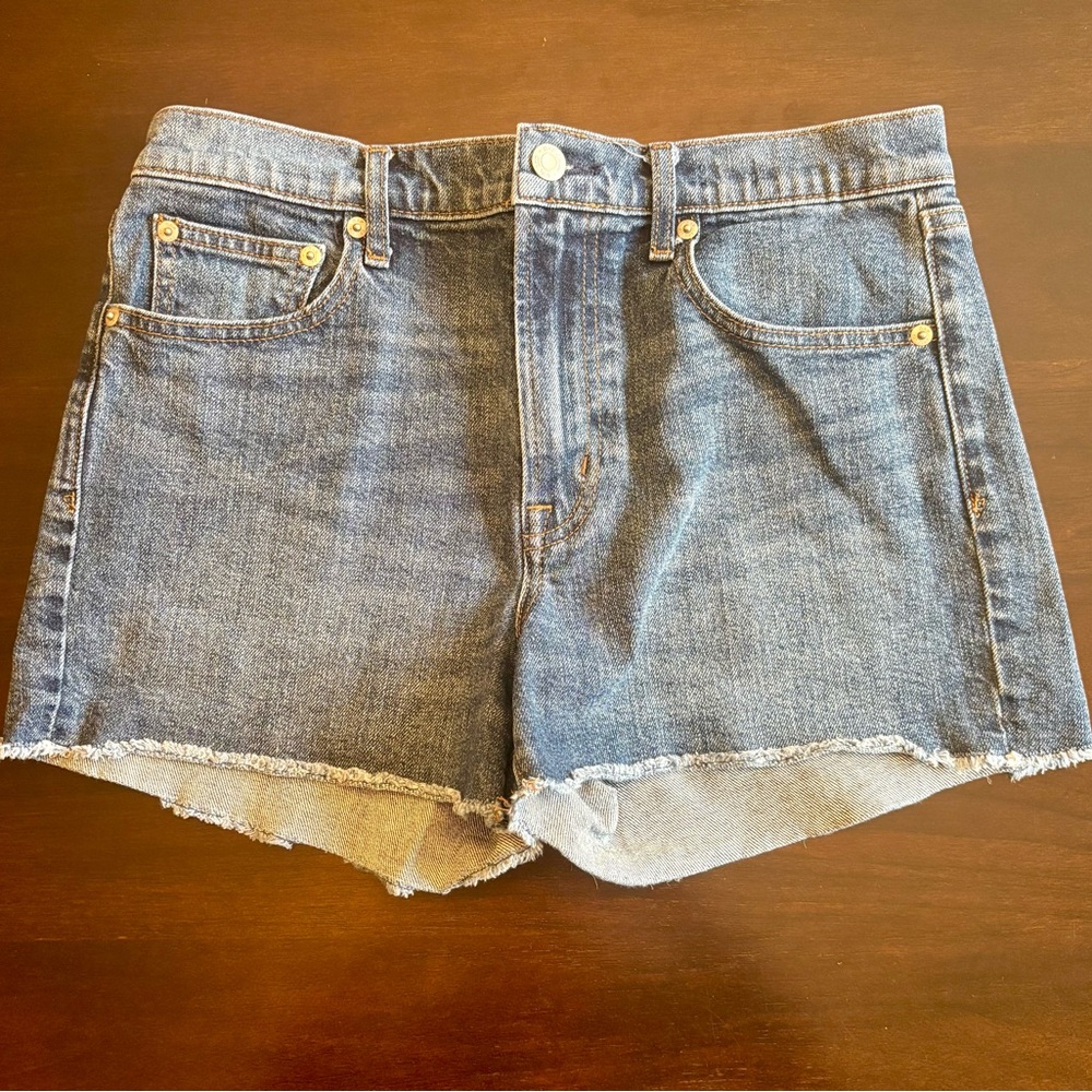 GAP Blue Jean Shorts with Frayed Hem and High-Rise Waist
